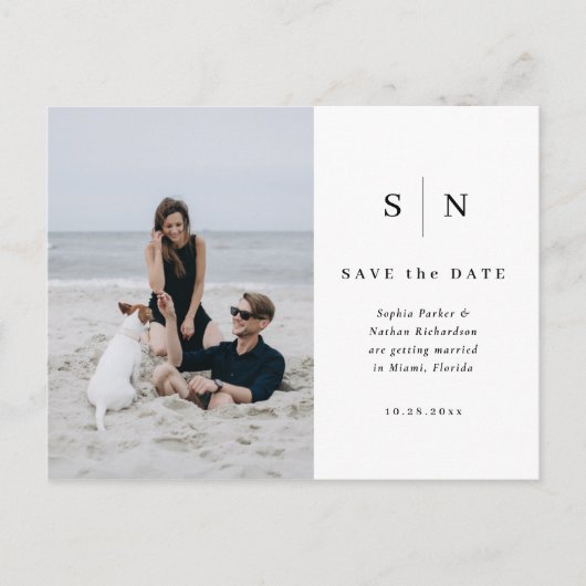 Carte Postale Minimal et chic | Mariage photo Enregistrer la dat (Devant)