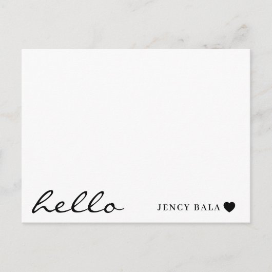 Carte Postale Minimal Hello Modern Heart Design (Devant)