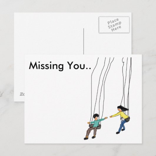 Carte postale Minimal Manquant avec illustration (Devant / Derrière)