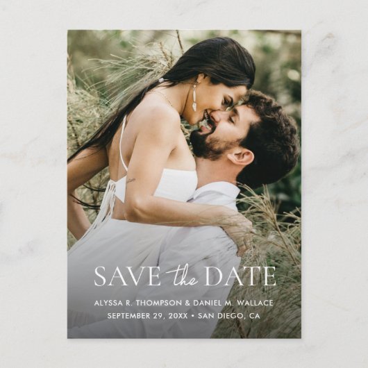 Carte Postale Minimal One Photo Modern QR code wedding website (Devant)