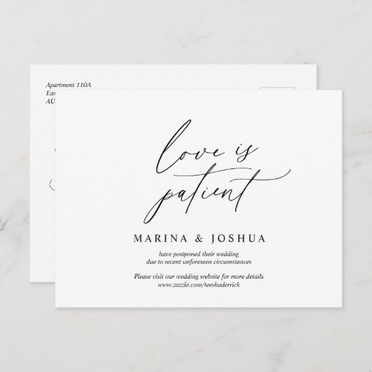Carte Postale Minimal simple, Faire-part de mariage reprogrammé (Devant / Derrière)
