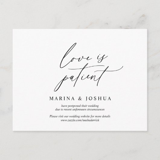 Carte Postale Minimal simple, Faire-part de mariage reprogrammé (Devant)