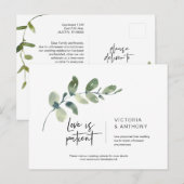 Carte Postale Minimal Végétal, L'amour est Patient, Mariage Repo (Devant / Derrière)