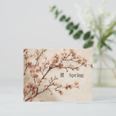 Carte postale minimale de printemps avec fleurs de (Debout devant)