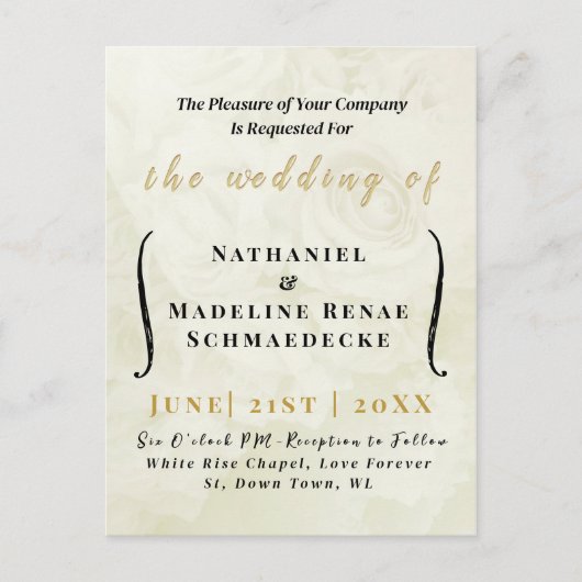 Carte Postale Minimale Élégante Faire-part de mari (Devant)