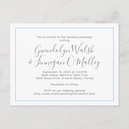 Carte postale minimale Faire-part de mariage en li (Devant)