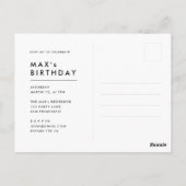 Carte postale minimale pour invitation 40e anniver (Dos)