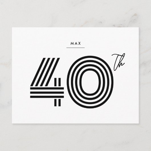 Carte postale minimale pour invitation 40e anniver (Devant)