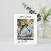 Carte Postale MINIMALISATION Mariage blanc et noir PHOTO QR CODE (Debout devant)