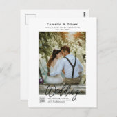 Carte Postale MINIMALISATION Mariage blanc et noir PHOTO QR CODE (Devant / Derrière)