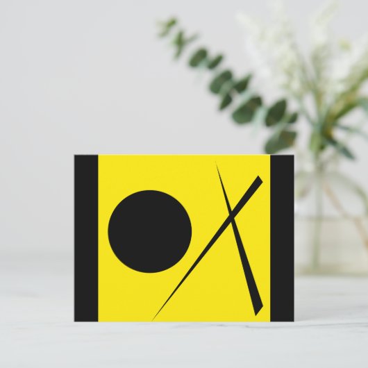 Carte Postale Minimalisme Abstrait Art Motif Noir Jaune (Debout devant)