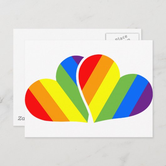 Carte Postale Minimalisme et fierté : Coeur arc-en-ciel (Devant / Derrière)