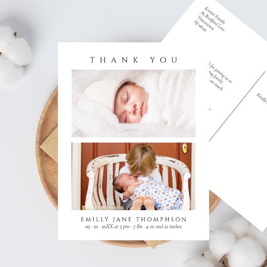 Carte Postale Minimalist Elegant 2 Photos Baby Shower