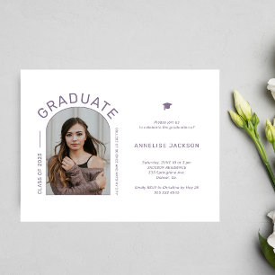 Carte Postale Minimalist elegant photo graduation party invite
