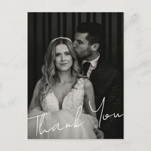 Carte Postale Minimalist Elegant Wedding Photo Custom Thank You (Devant)