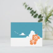 Carte Postale Minimalist Hawaii Hibiscus & Summer Clouds (Debout devant)