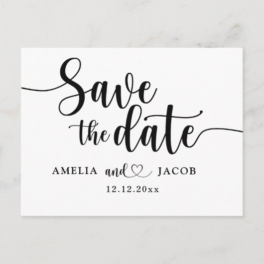 Carte Postale Minimalist Save the Date Black & White Postcard (Devant)