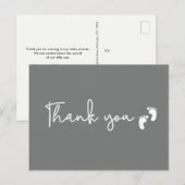 Carte Postale Minimalist simple Baby shower thank you Mod Grey (Devant / Derrière)