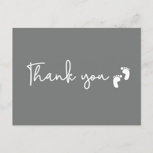 Carte Postale Minimalist simple Baby shower thank you Mod Grey (Devant)