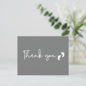 Carte Postale Minimalist simple Baby shower thank you Mod Grey (Debout devant)