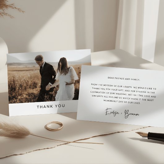 Carte Postale Minimalist Simple Script with Heart Wedding Photo 