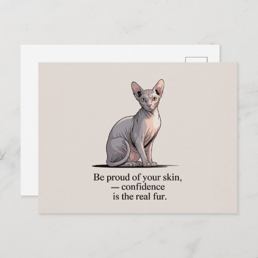 Carte Postale Minimalist Sphynx Cat Inspirational Art (Devant / Derrière)