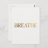 Carte Postale Minimalist typography with gold word breathe (Devant / Derrière)