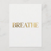 Carte Postale Minimalist typography with gold word breathe (Devant)