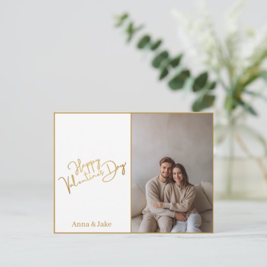 Carte Postale Minimalist Valentine's Day Custom Photo & Text (Debout devant)