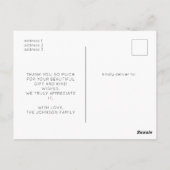 Carte Postale Minimaliste 2 Baby shower photo Merci (Dos)