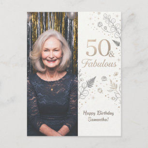Carte Postale Minimaliste 50 ans et Fantastique Photo Pliée Flor
