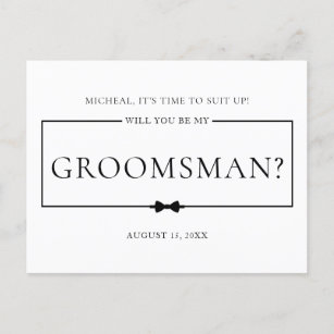Carte Postale Minimaliste chic noir poing Groomsman Proposition 