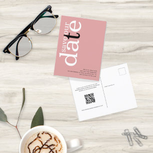 Carte Postale Minimaliste Code QR Texte Rose Poussiéreuse Enregi
