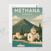 Carte Postale Minimaliste de Méthana Grèce (Devant / Derrière)