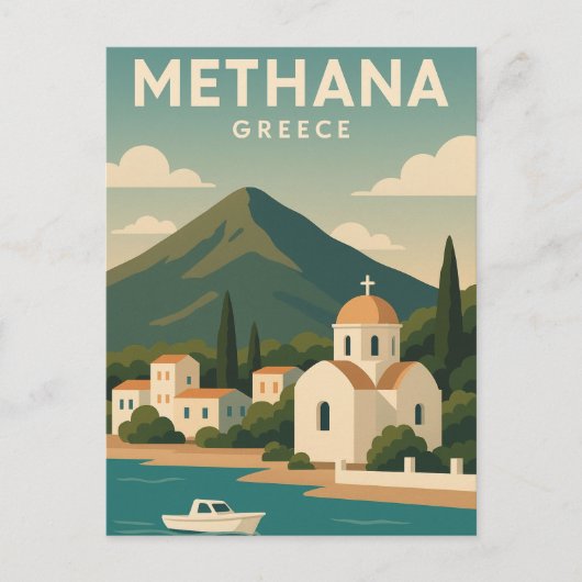 Carte Postale Minimaliste de Méthana Grèce (Devant)
