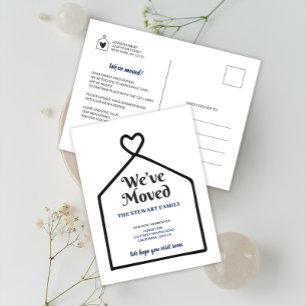 Carte Postale Minimaliste Douce Maison Nous avons déménagé Nouve