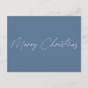 Carte Postale Minimaliste Dusty Blue Script Nom Joyeux Noël