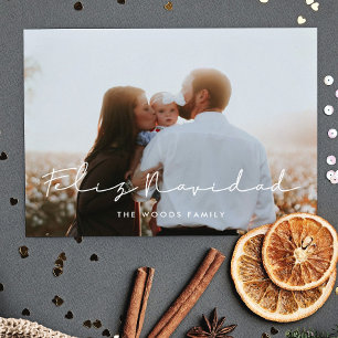 Carte Postale Minimaliste écrit à la main Feliz Navidad photo