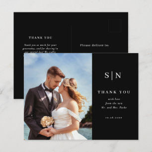 Carte Postale Minimaliste et Chic Photo de mariage Merci
