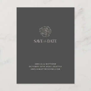 Carte Postale Minimaliste Floral Noir Blanc Boho Enregistrer La