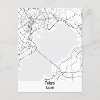 Carte Postale Minimaliste noir et blanc Tokyo City