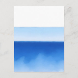 Carte Postale Minimaliste Océan Horizon Bleu Aquarelle Sérénité