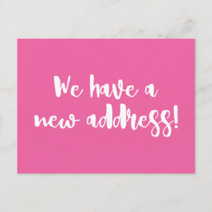 Carte Postale Minimaliste Rose Chaud Nous avons déménagé Nouvell