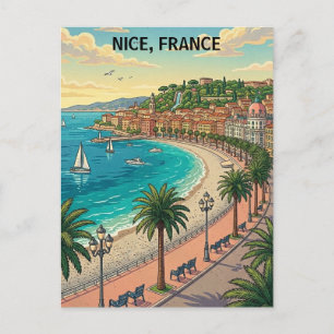 Carte Postale Minimaliste Vintage Nice Côte de France