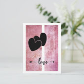 Carte Postale Minimum Deux Coeurs Aimer Flèche Profond Arrière - (Debout devant)