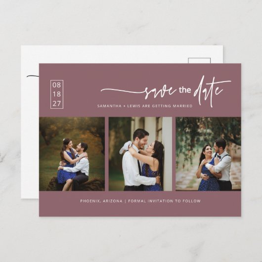 Carte Postale Minimum Dusty Purple Photo Code QR Enregistrer la (Devant / Derrière)