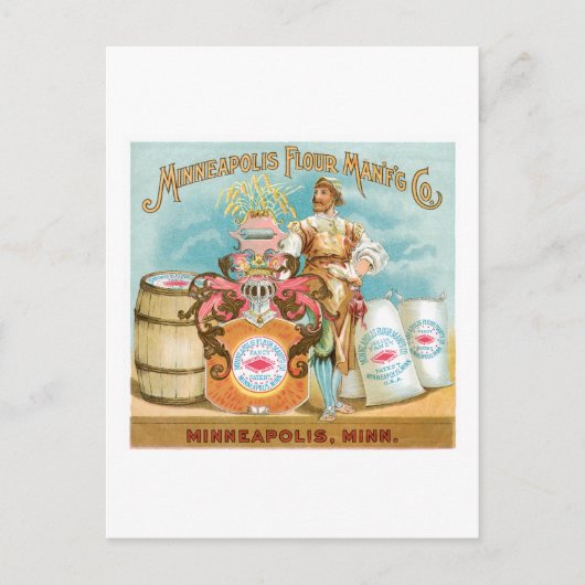 Carte Postale Minneapolis Farine Vintage Nourriture et Art (Devant)