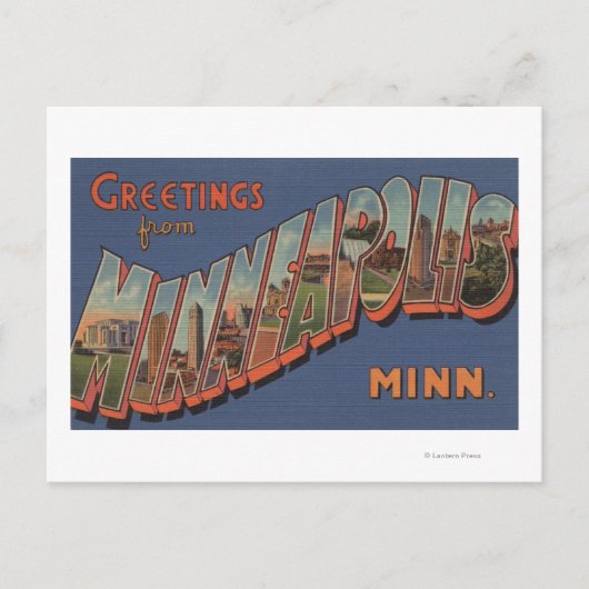 Carte Postale Minneapolis, Minnesota - Scènes de grandes lettres (Devant)