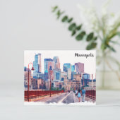 Carte Postale Minneapolis Minnesota Skyline City View (Debout devant)