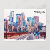 Carte Postale Minneapolis Minnesota Skyline City View (Devant)